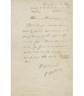 VERLAINE Paul, poète. Lettre Autographe. (G 5820)