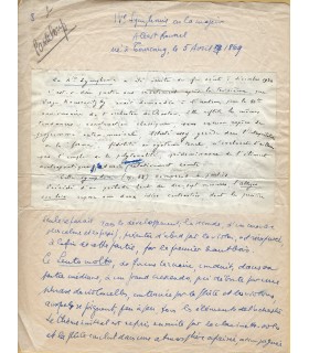 ROUSSEL Albert,  compositeur. Manuscrit autographe sur sa IV symphonie (Réf. G 5415)