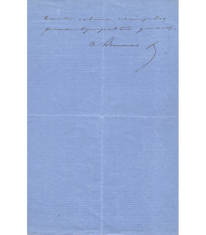 DUMAS Alexandre fils, dramaturge. Lettre autographe (G 3747)