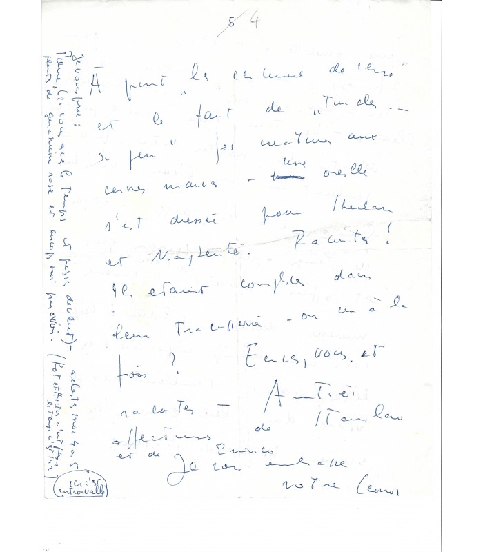 FINI Leonor. Peintre surréaliste. Lettre autographe, 20 juillet 1965 (Réf. G 3166)