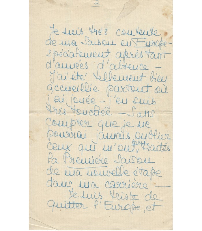 BARENTZEN Aline van, pianiste. Lettre autographe (E 10743)