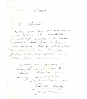 DREYFUS Charlotte, organiste et compositrice. Lettre Autographe (G 1697)