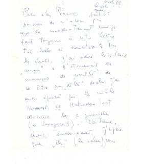 FINI Leonor, peintre. Lettre Autographe (G 3180)