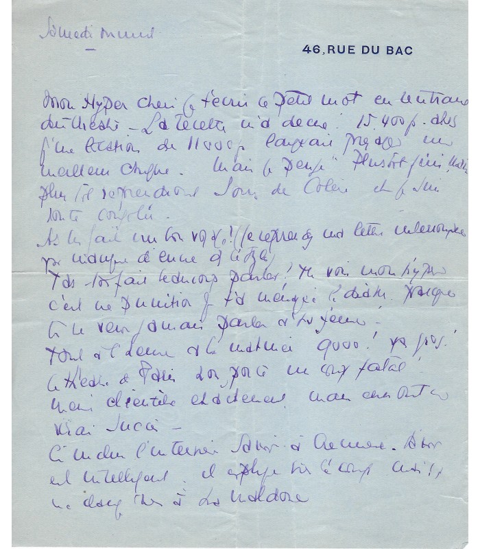 SIMONE Madame, comédienne. 3 Lettres Autographes (E 10803)