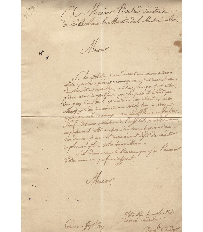 COUDER Auguste, peintre d'histoire. 2 lettres autographes (E 10814)
