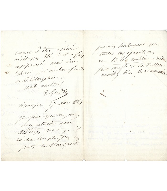GUDIN Théodore, peintre. Lettre autographe (E 10810)