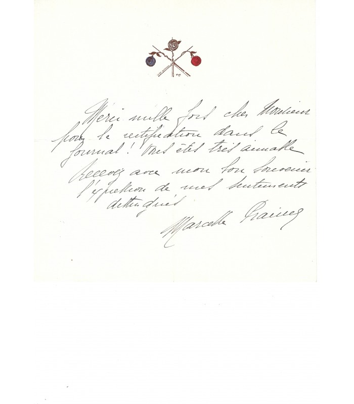 PRAINCES Marcelle, comédienne. Photographie Autographe & Lettre Autographe(G 1627)