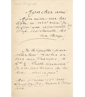 BERGERAT Emile, poète, dramaturge, peintre. Lettre Autographe (E 10817)