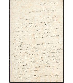 DESBARROLLES Adolphe. Peintre et écrivain, adepte des sciences occultes. Lettre autographe (E 10825)