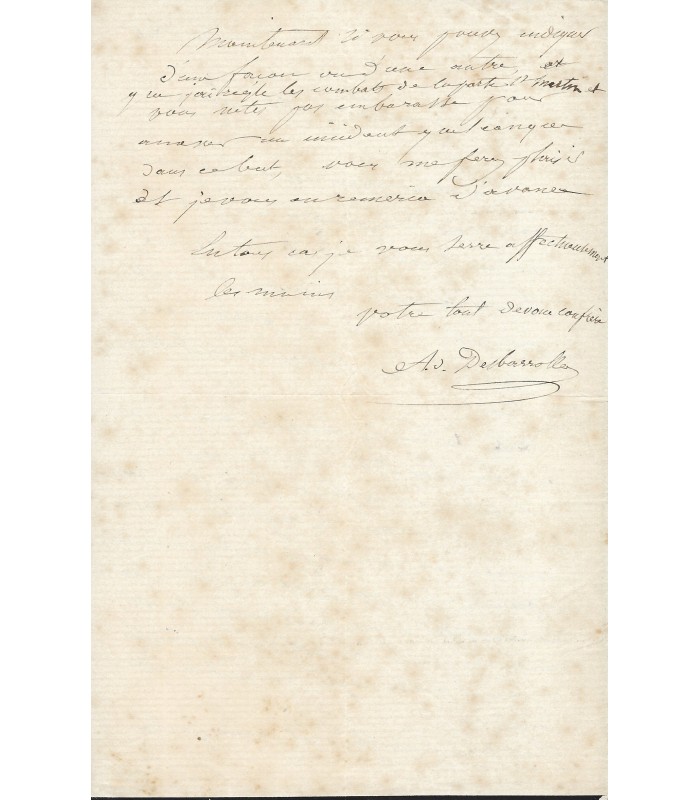 DESBARROLLES Adolphe. Peintre et écrivain, adepte des sciences occultes. Lettre autographe (E 10825)