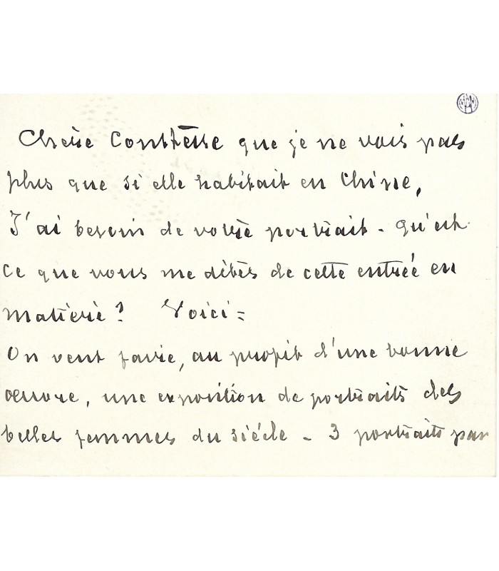 BONNAT Léon, peintre et graveur. Carte Autographe (E 1023)