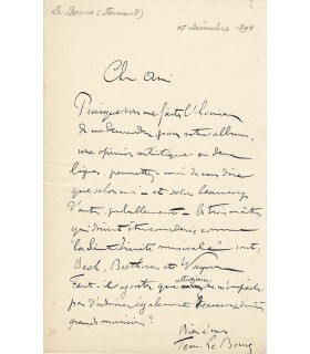 LE BORNE Fernand, compositeur, critique musical et chef d'orchestre. Lettre autographe (G 6172)