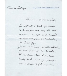 BERNIER (Louis-Stanislas) L.AS. à un confrère