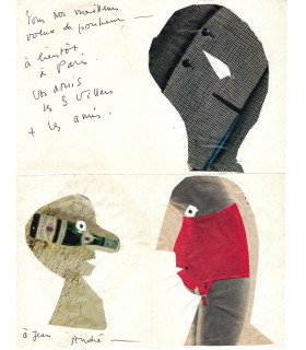 VILLERS André, photographe. Lettre Autographe et collages (E 10792)