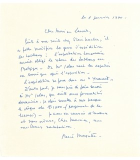 MAGRITTE René, peintre belge. Lettre Autographe  (G 6155)