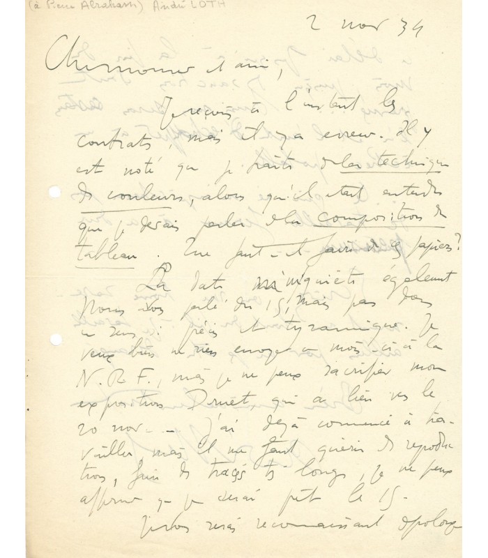 LHOTE André, peintre cubiste. Lettre Autographe (G 6156)