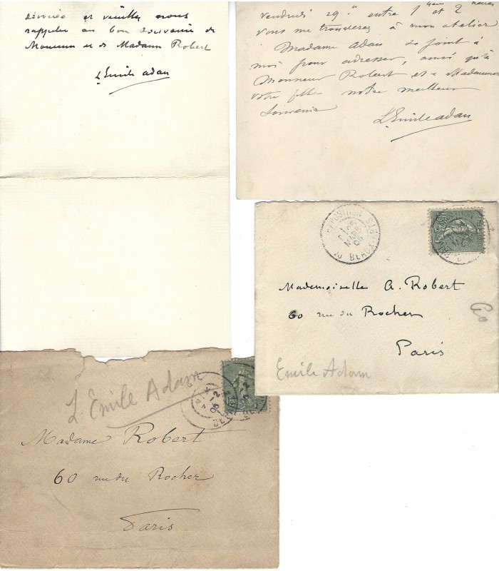 ADAN Louis Emile, peintre et illustrateur. Lettres Autographes (E 10822)