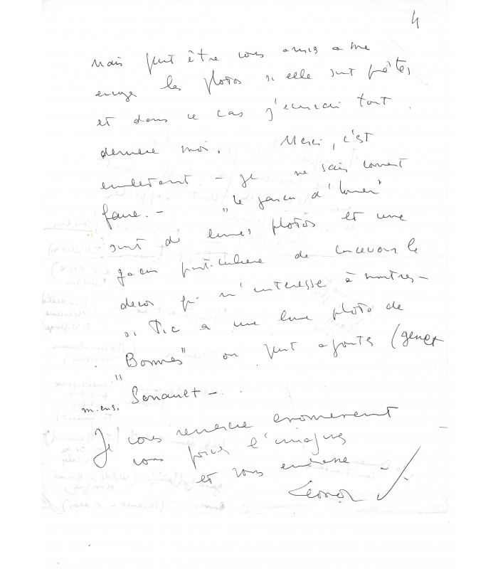 FINI Leonor, peintre, décoratrice. Lettre Autographe (G 3162)