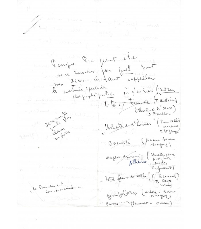 FINI Leonor, peintre, décoratrice. Lettre Autographe (G 3162)