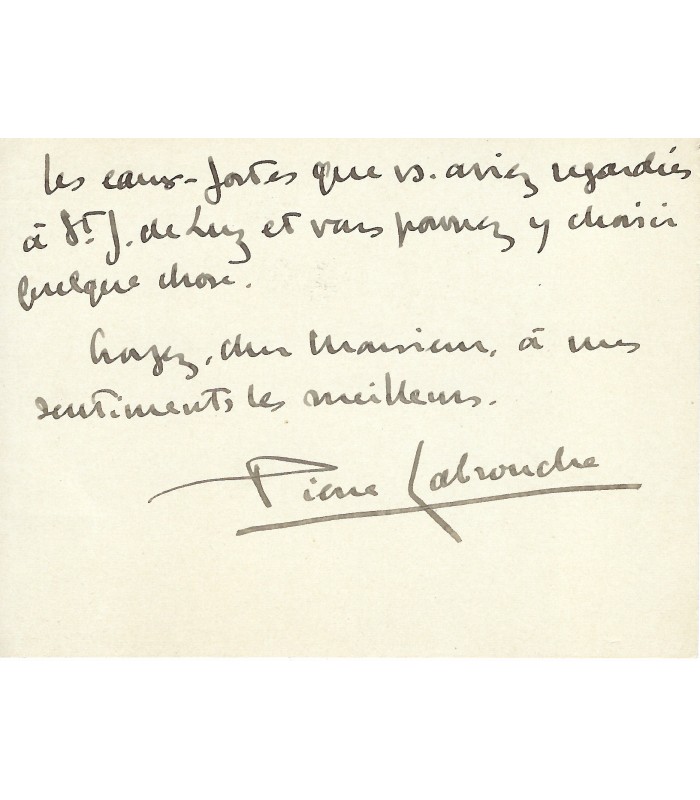 LABROUCHE Pierre, peintre. Lettre Autographe (E 10829)