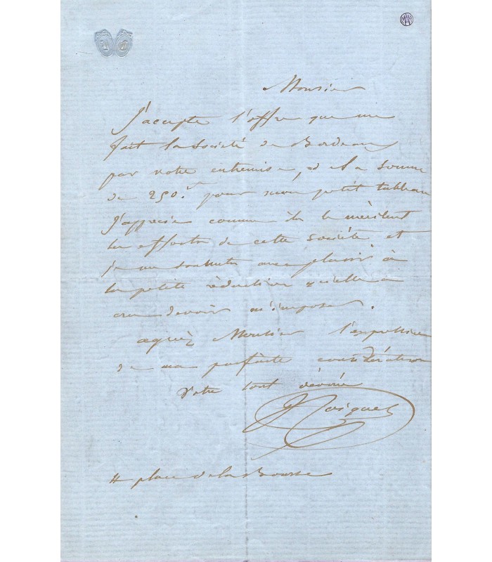 COIGNET Jules, peintre. Lettre autographe (E 10840)