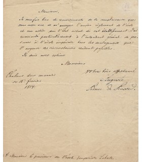 AUGUSTE Frédéric, prince de Prusse. Lettre Autographe (G 2985)