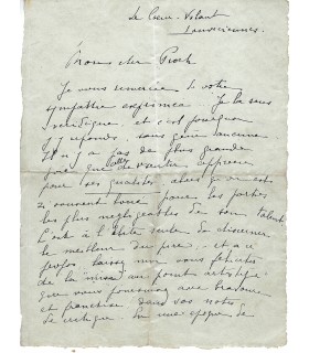 BATAILLE Henry, dramaturge, poète. Lettre Autographe (G 6163)