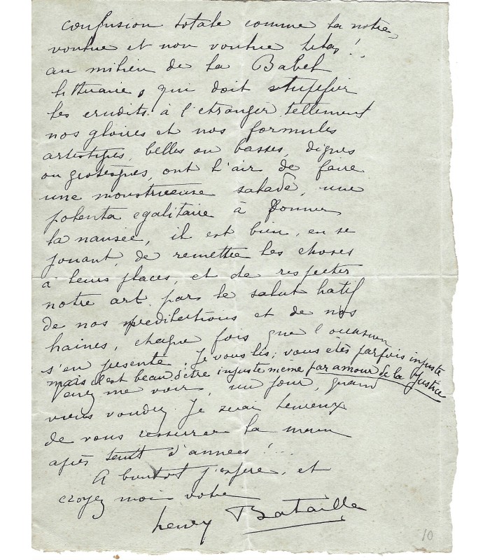 BATAILLE Henry, dramaturge, poète. Lettre Autographe (G 6163)