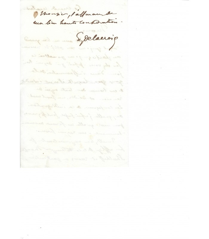 DELACROIX Eugène, peintre. Lettre Autographe (G 4339)