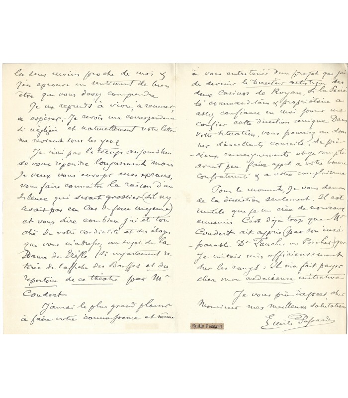 PESSARD Emile, compositeur. Lettre Autographe (G 6179)