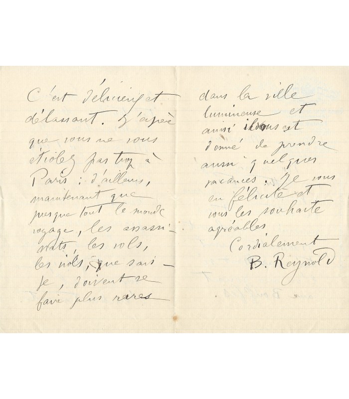 REYNOLD Berthe, comédienne, poétesse. 2 Lettres Autographes (E 10836)