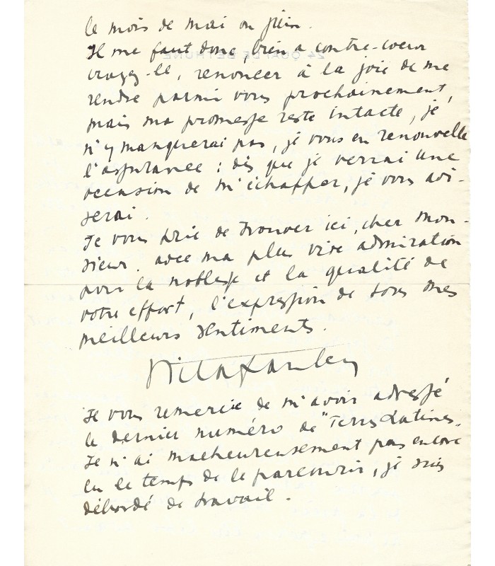 FRANCEN Victor, comédien. Lettre Autographe (E 10862)