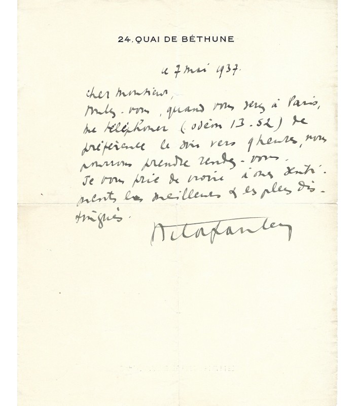 FRANCEN Victor, comédien. Lettre Autographe (E 10862)