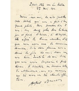 BRUNEAU Alfred, compositeur. Lettre Autographe (G 6165)