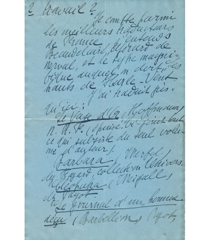 DUREN Jeanne, journaliste, traductrice. Lettre Autographe (E 10865)