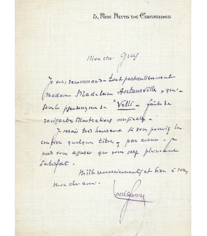 GANNE Louis, compositeur. Lettre Autographe (G 6169)