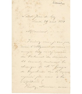LIONNET Hippolyte, acteur et chanteur. Lettre Autographe (G 6173)