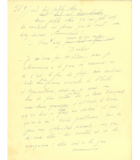 CELINE (L.F. Destouches), écrivain. Page manuscrite Autographe (G 5315/569)