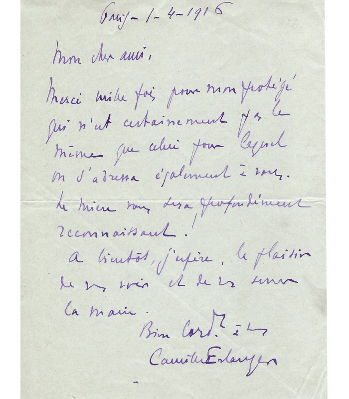 ERLANGER (Camille), compositeur. Lettre Autographe (G 1699)