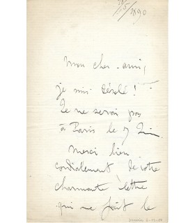 GODARD (Benjamin), compositeur. Lettre Autographe (G 1700)