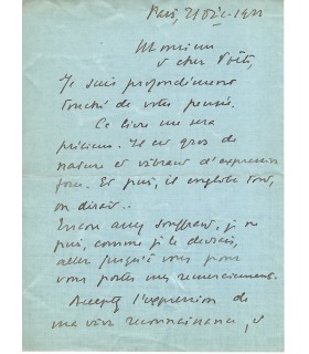 LAPARRA (Raoul), compositeur et critique musical. Lettre Autographe (G 88)