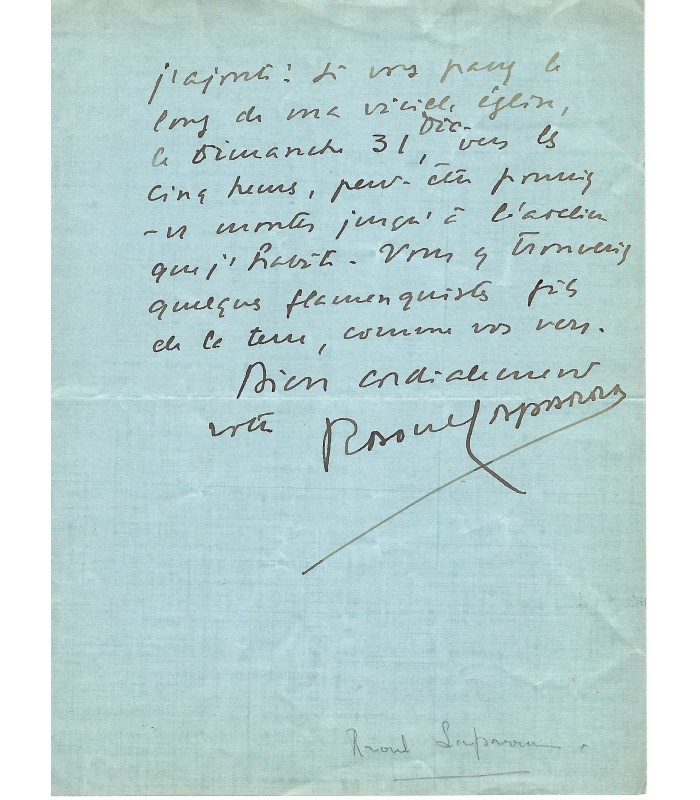 LAPARRA (Raoul), compositeur et critique musical. Lettre Autographe (G 88)