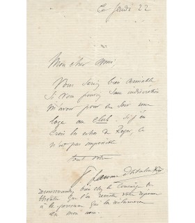 LACOME D'ESTALENX (Paul), compositeur et critique musical. Lettre autographe (G 2071)