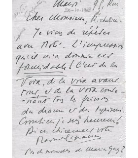 LAPARRA (Raoul), compositeur et critique musical. Lettre autographe (G 977)