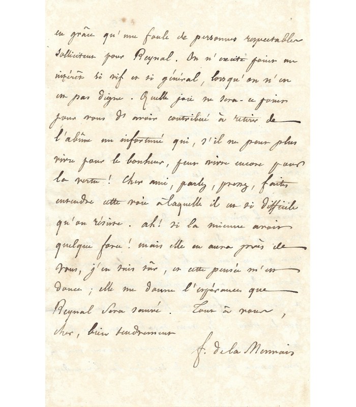 LAMENNAIS Félicité de, écrivain. Lettre Autographe (G 4483)