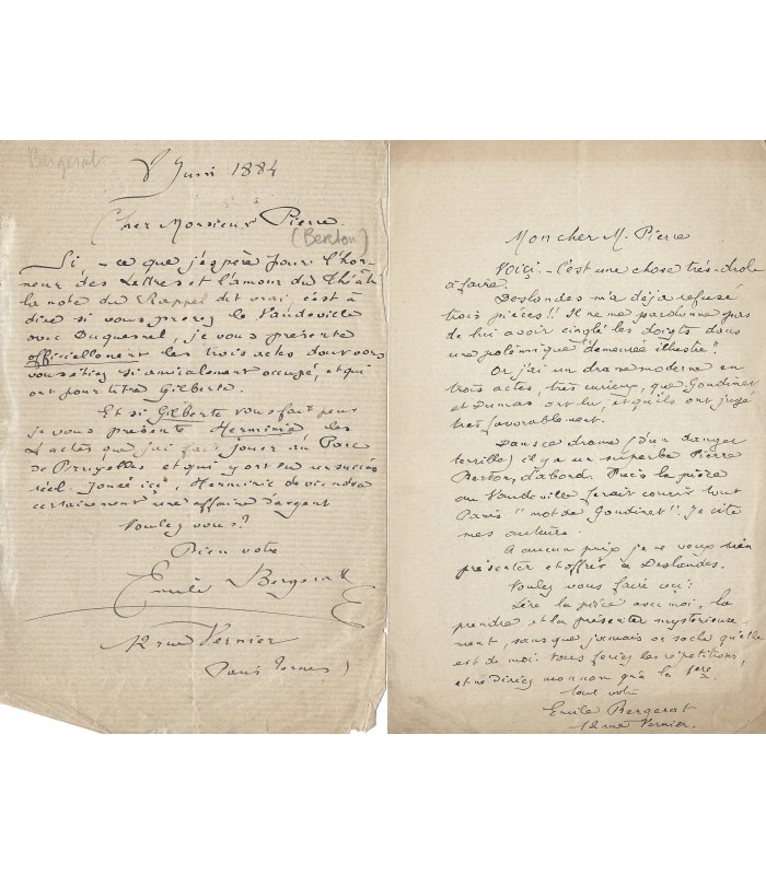 BERGERAT Emile, poète, dramaturge. 8 Lettres Autographes (E 10872)