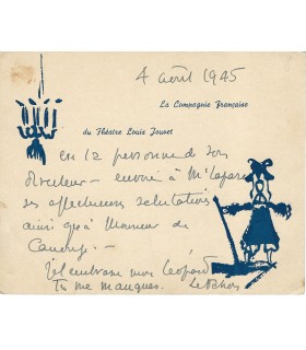JOUVET Louis, comédien. Lettre Autographe (G 5304)
