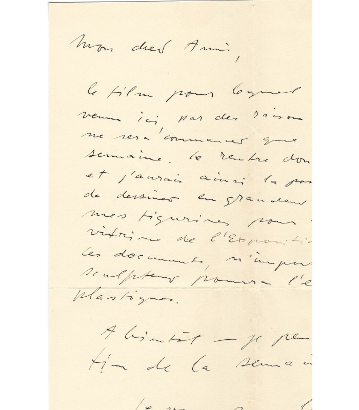 VERTES Marcel, peintre et graveur. Lettre Autographe (E 10173)