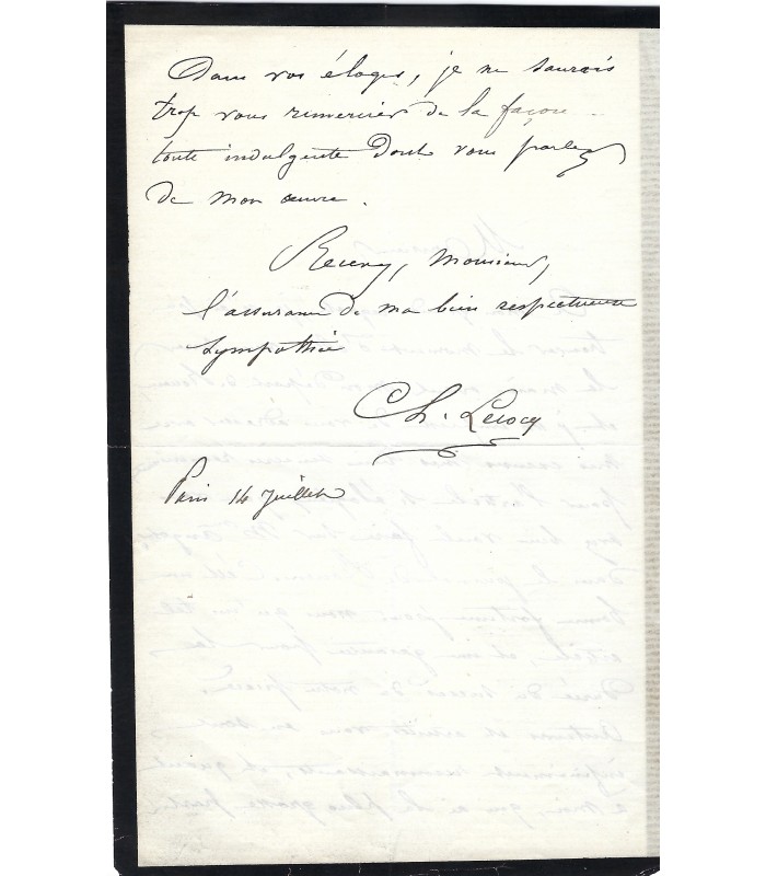 LECOQ Charles, compositeur. Lettre Autographe (G 3392)