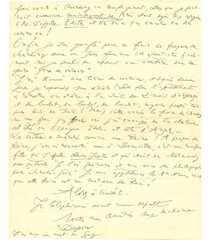 TOUCHAGUES Louis, peintre. Lettre Autograph (G 5276)